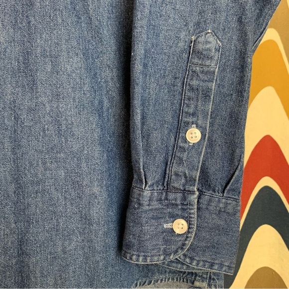 Vintage 90s Henry Grethel Denim Button Down Shirt size 16 1/2 GUC - Picture 6 of 8